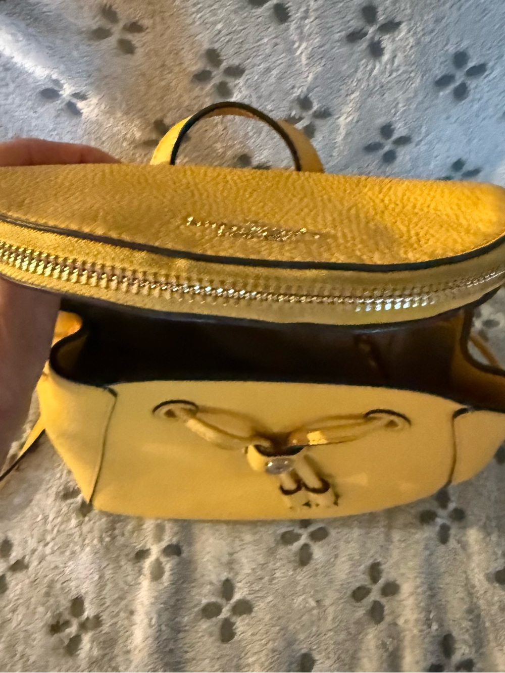 kate spade Yellow Pebbled Leather Drawstring Backpack - Picture 6 of 7
